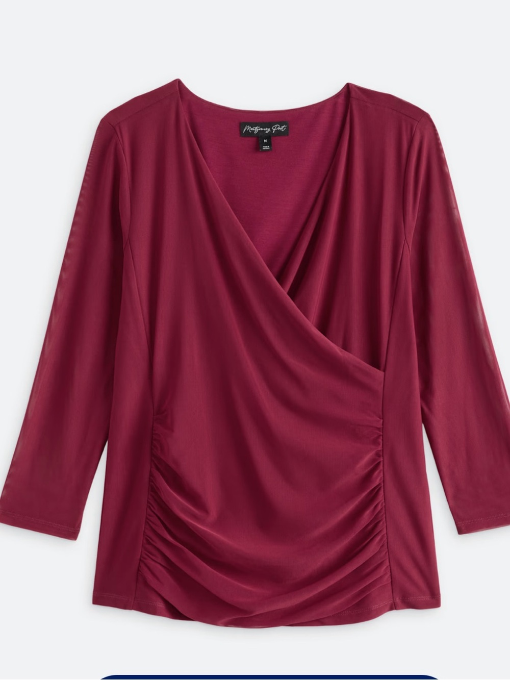 MONTGOMERY POST Willow Three Quarter Sleeve Illusion Mesh Knit Top XL